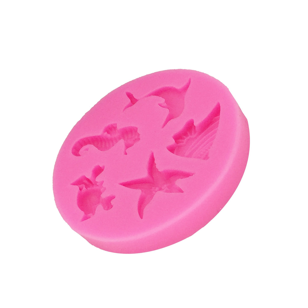 Ocean Sea Life Silicone Mold - Starfish, Shells, Dolphins & Crabs