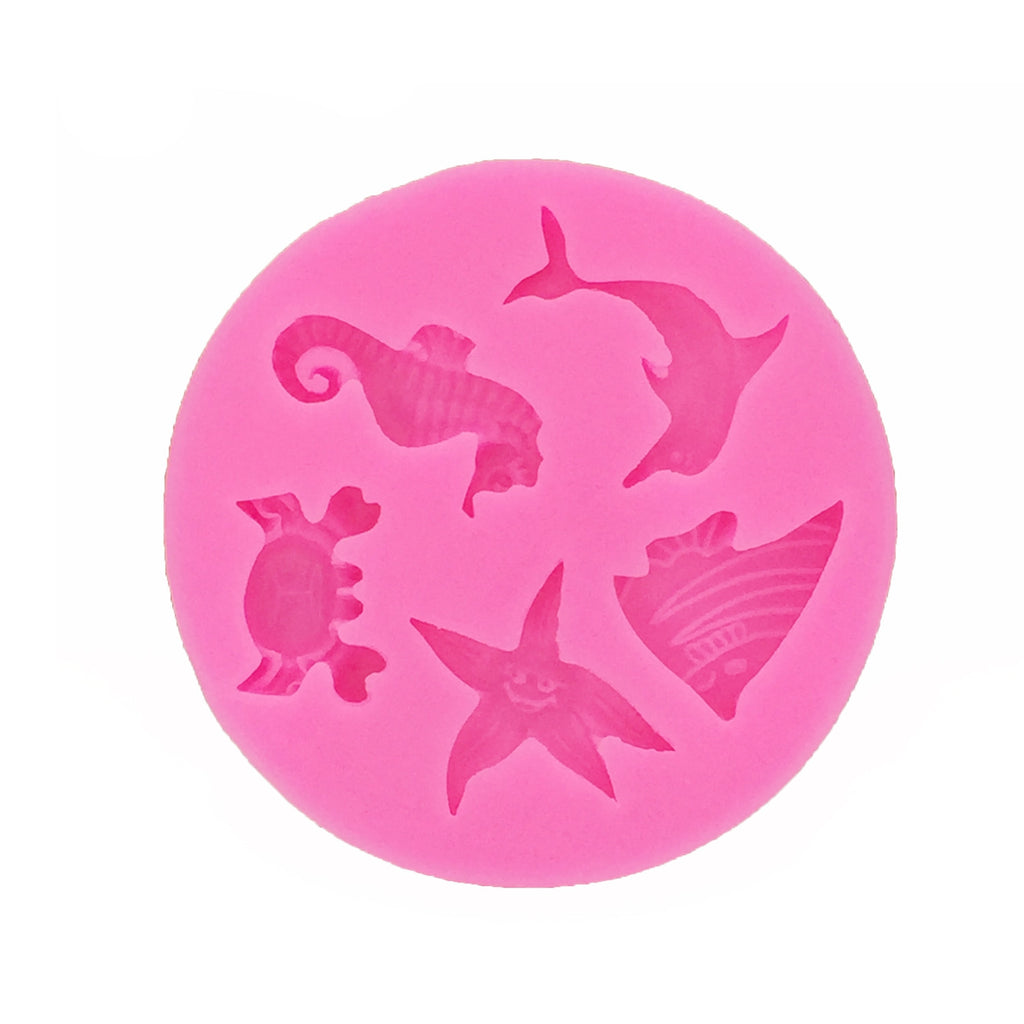 Ocean Sea Life Silicone Mold - Starfish, Shells, Dolphins & Crabs