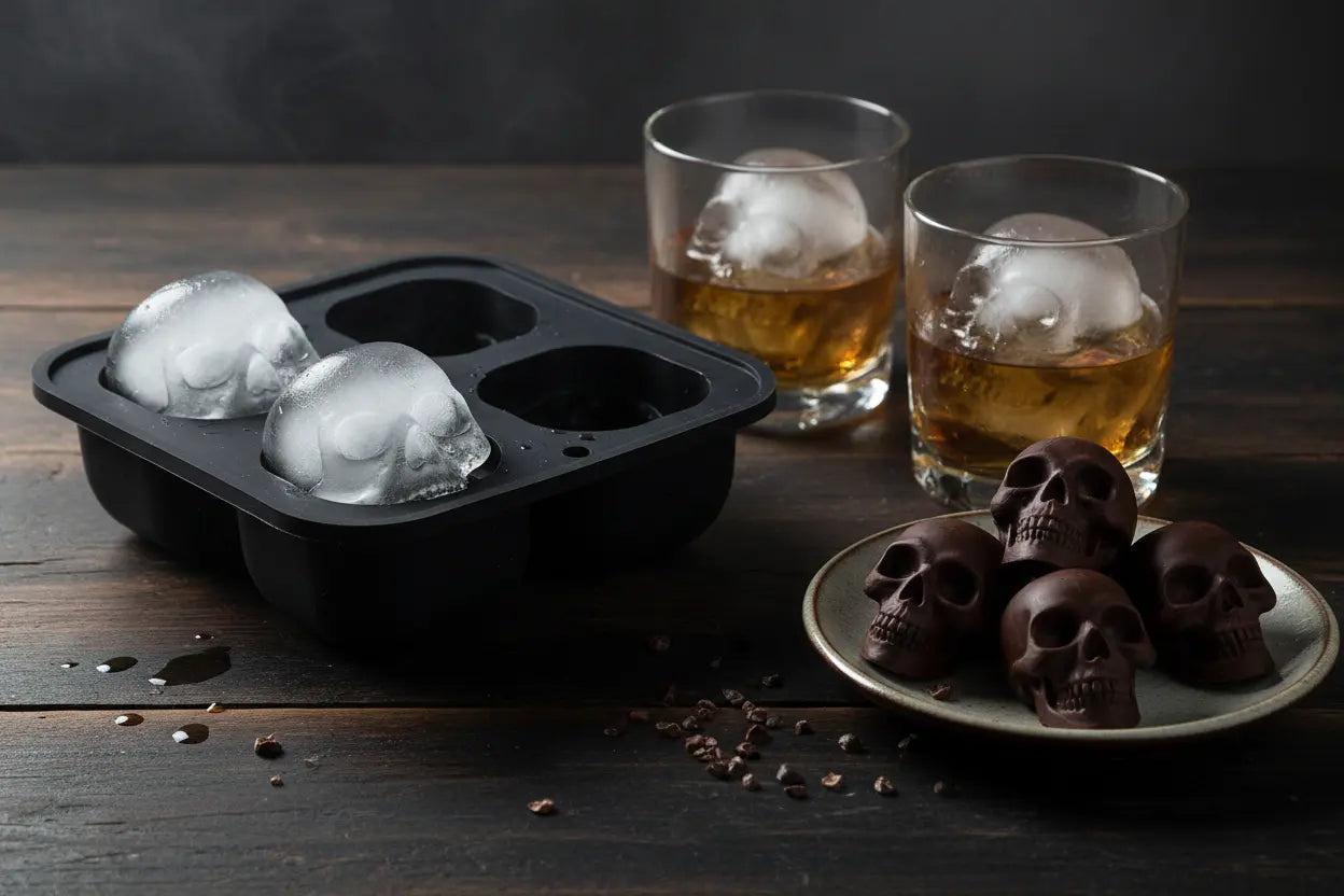 Black Silicone Skull Mold for Ice & Baking