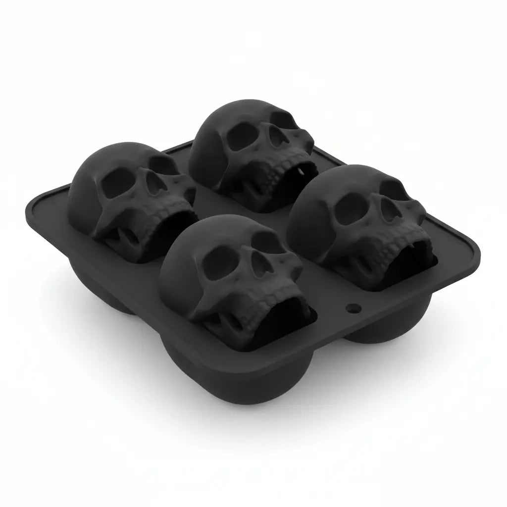 Black Silicone Skull Mold for Ice & Baking