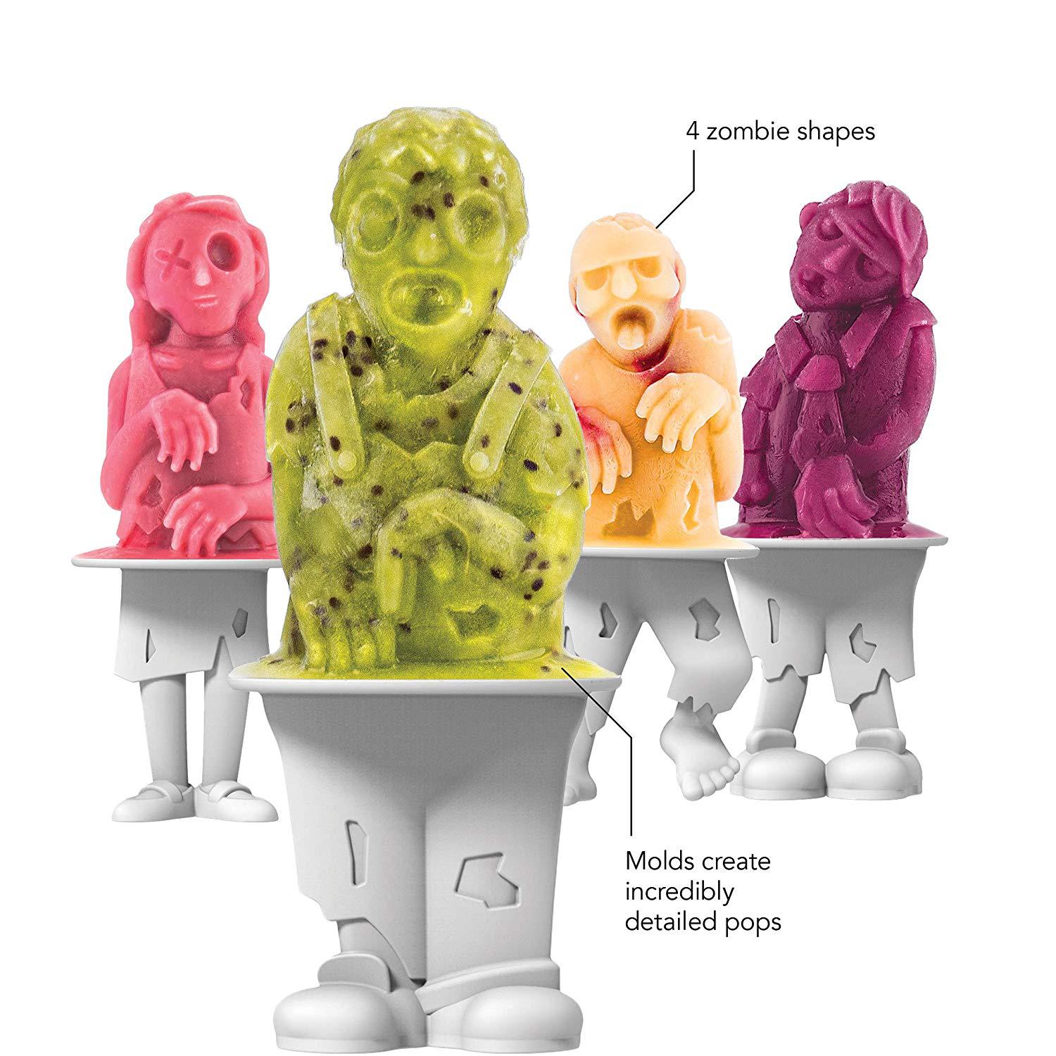 Zombie Popsicle Molds - 4-Pack with Skeleton Sticks
