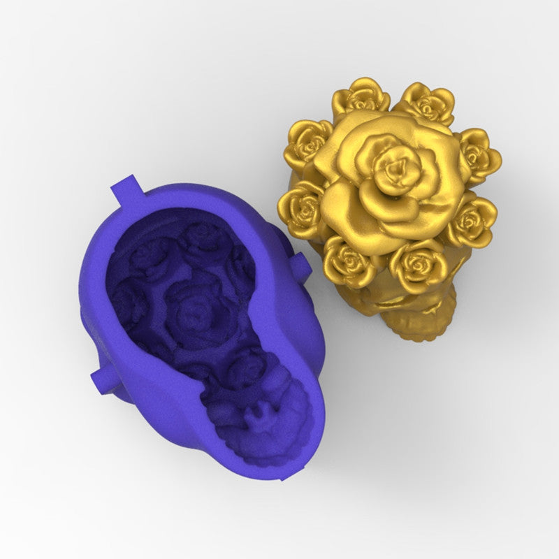 Rose Skull Silicone Mold - Gothic Soap & Resin Crafting