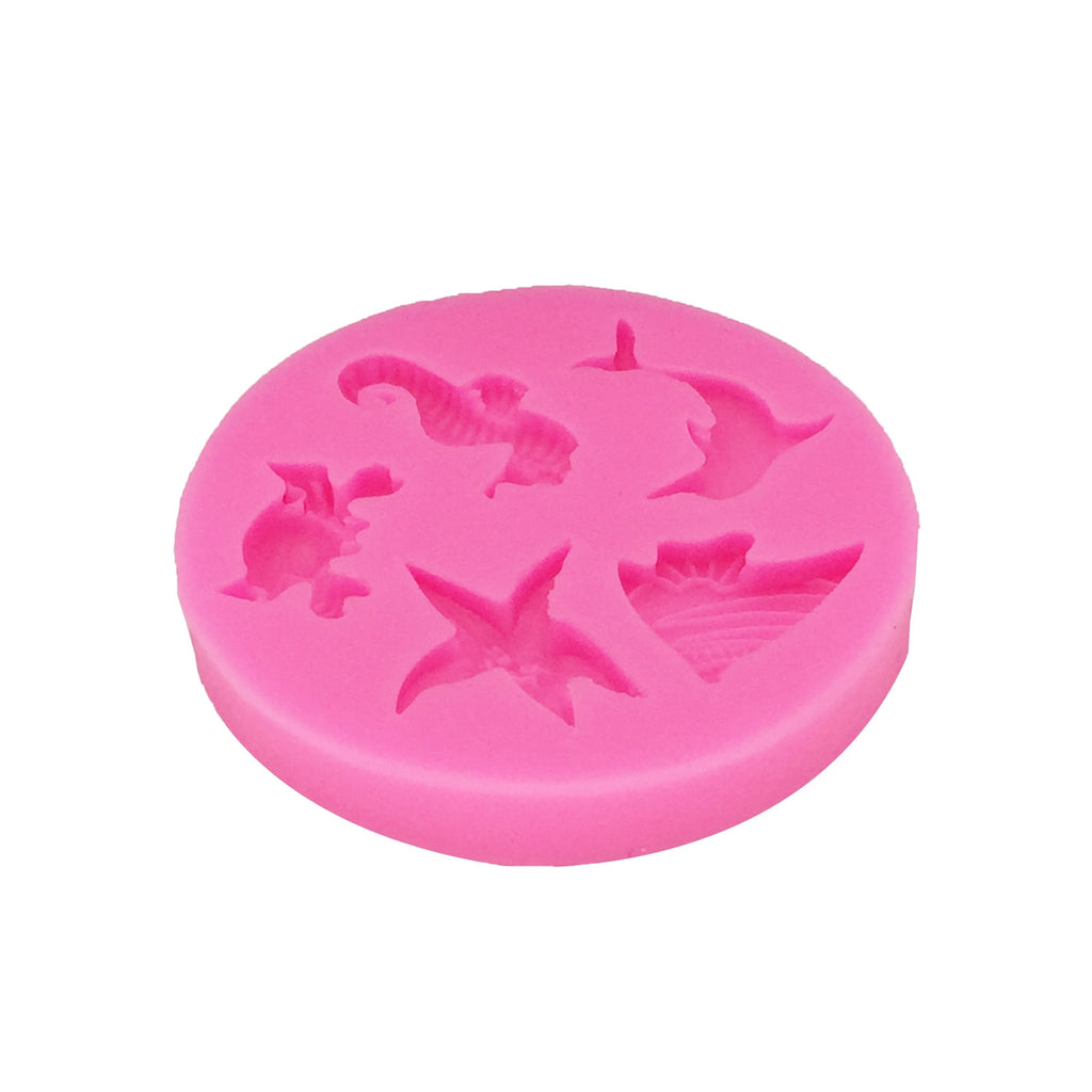 Ocean Sea Life Silicone Mold - Starfish, Shells, Dolphins & Crabs