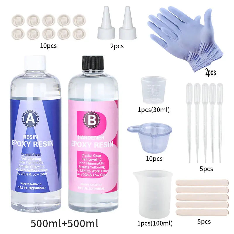 Crystal Clear Epoxy Resin Kit – High Gloss Coating & Casting for Jewelry, Art & Crafts