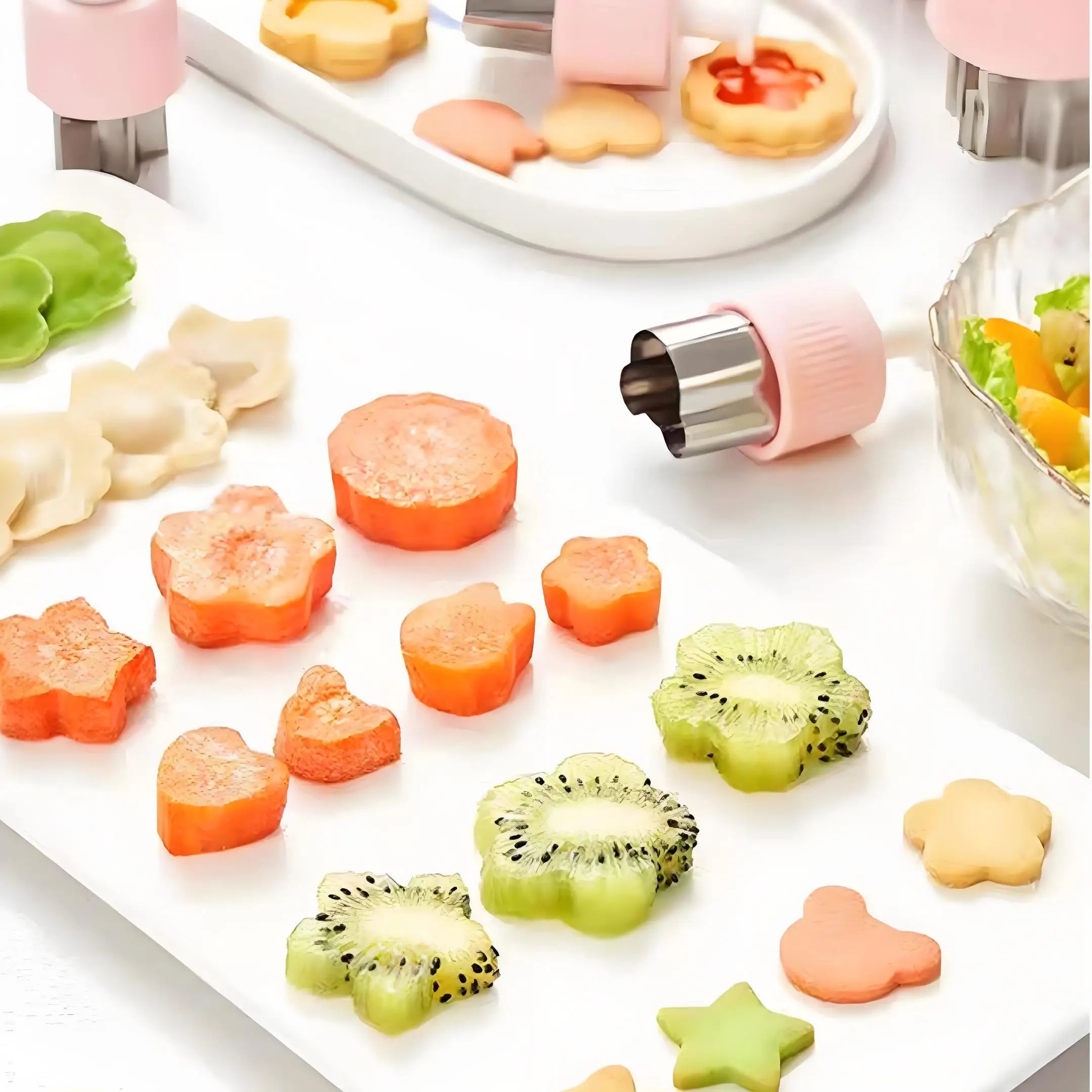 8-Piece Fruit & Vegetable Stamp Cutter Set – Stainless Steel with Embossing