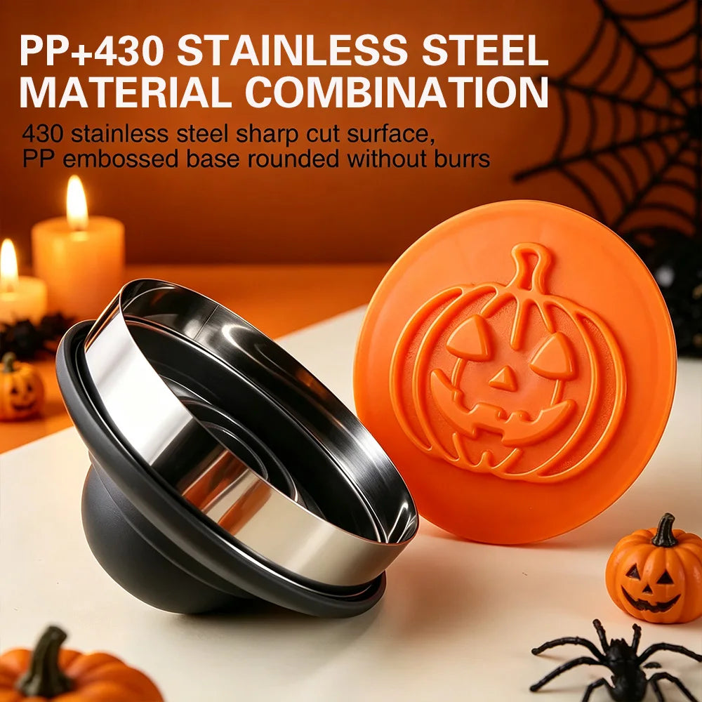 8-Piece Halloween Cookie Cutter & Stamp Set – Magnetic DIY Baking Mold