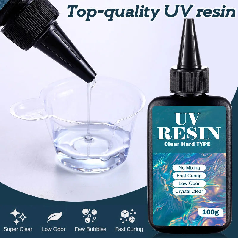 Uv Resin Kit – Fast Curing Clear Hard Resin For Jewelry Making, Casting (100G)