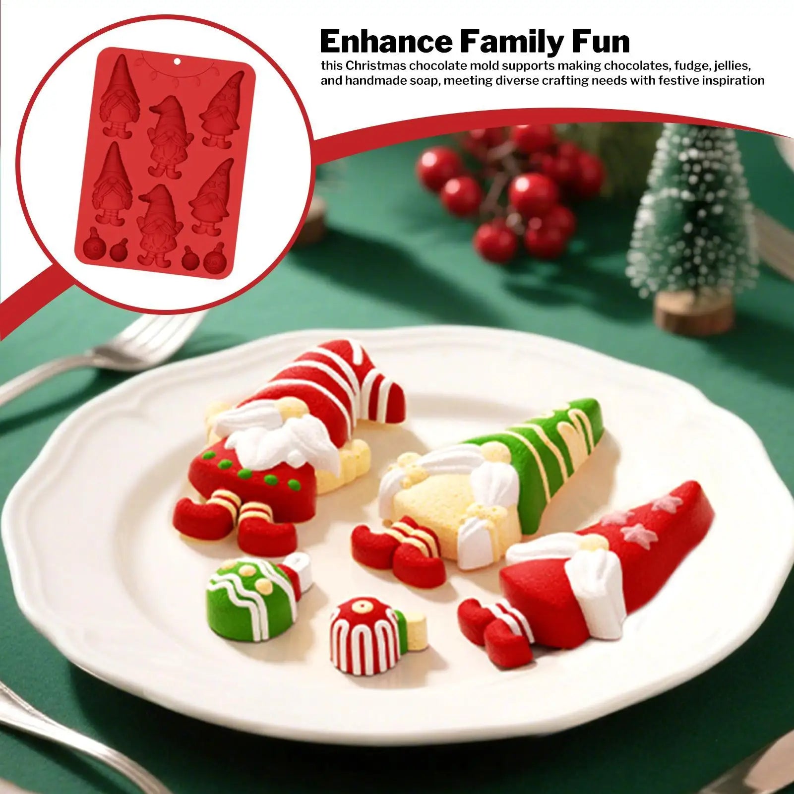 Christmas 3D Gnome Silicone Mold - Chocolate, Candy & Resin Crafting