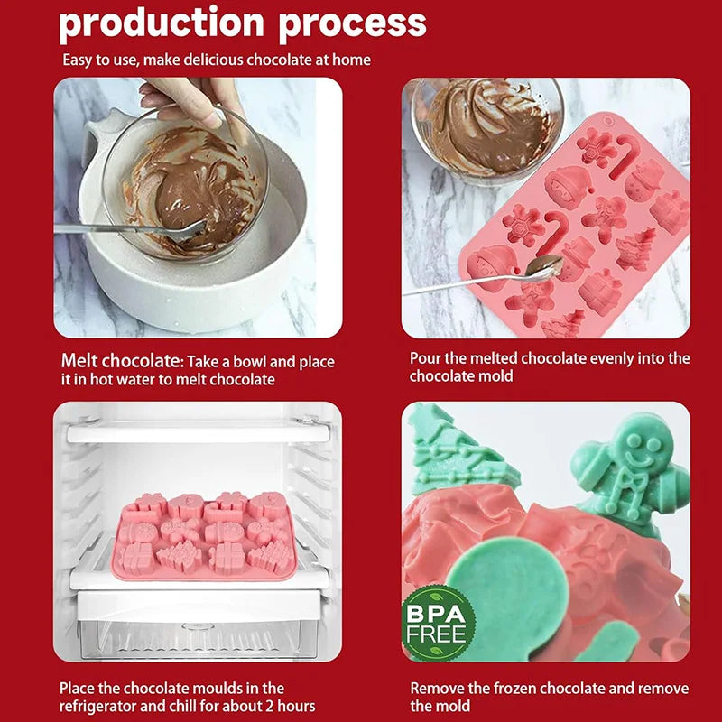 Christmas Silicone Chocolate Mold – Candy, Resin & Baking | Holiday Shapes