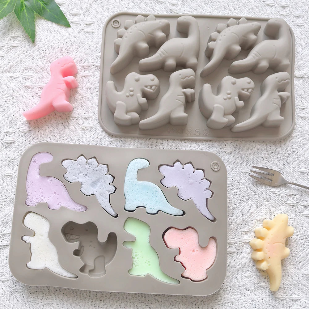 Dinosaur Silicone Mold – Versatile 8-Cavity Mold for Chocolate, Crafts & More