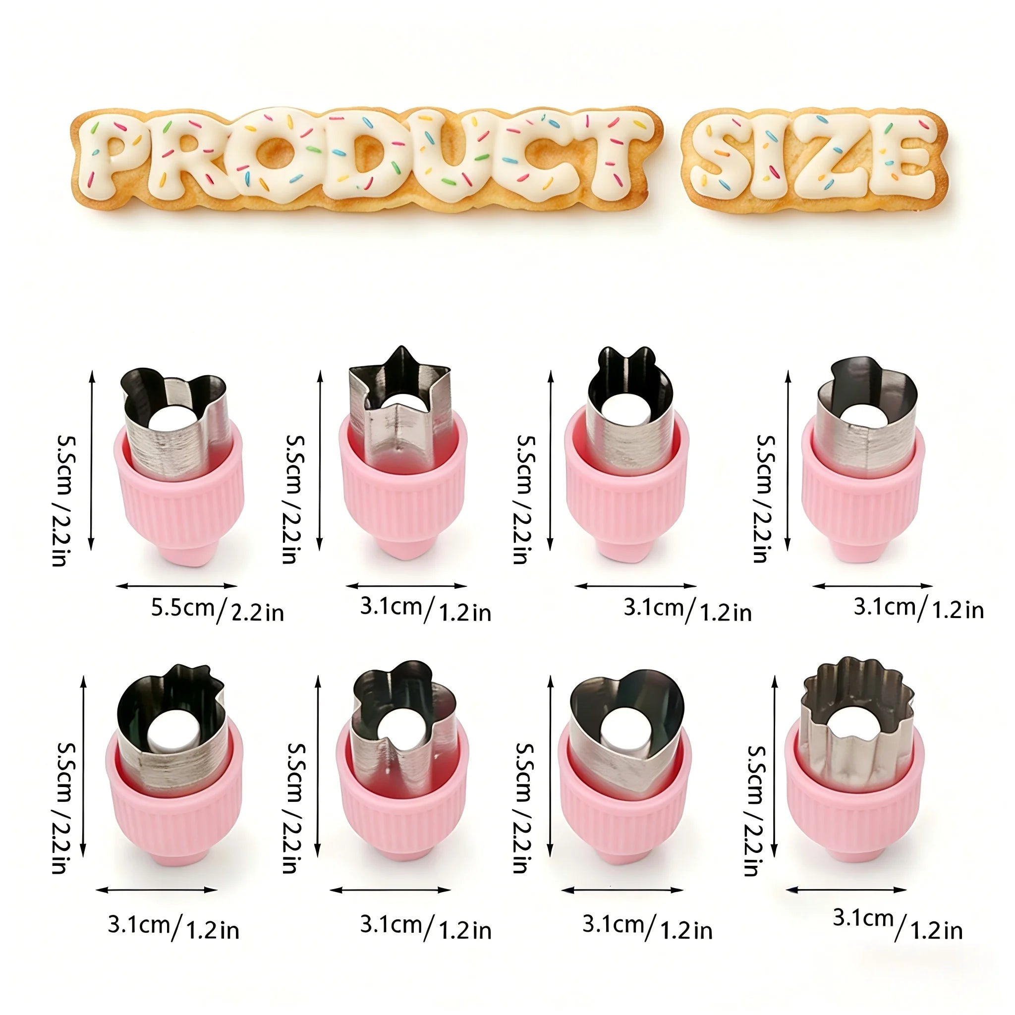 8-Piece Fruit & Vegetable Stamp Cutter Set – Stainless Steel with Embossing