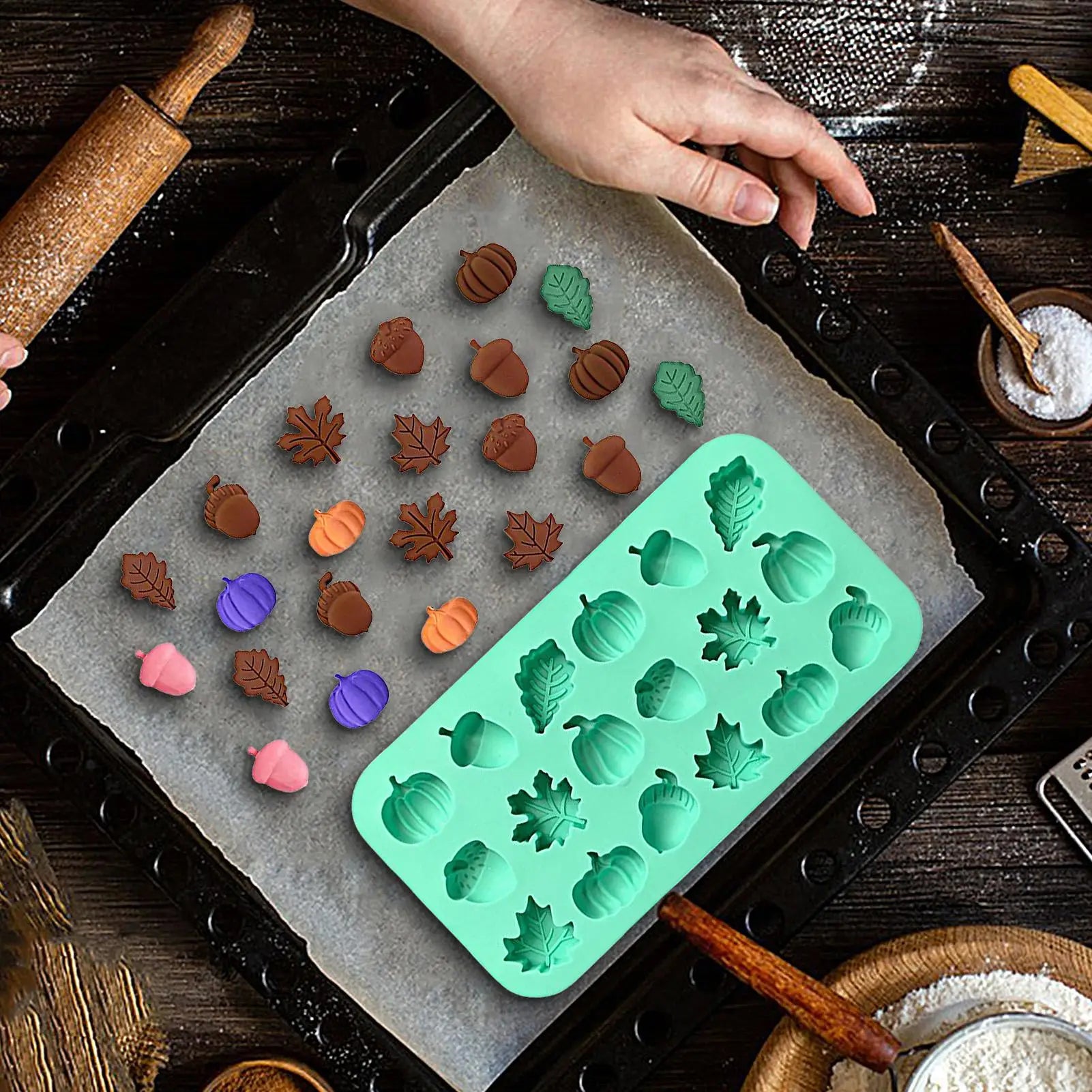 Mini Fall Silicone Mold Set - Pumpkin, Leaves & Acorn