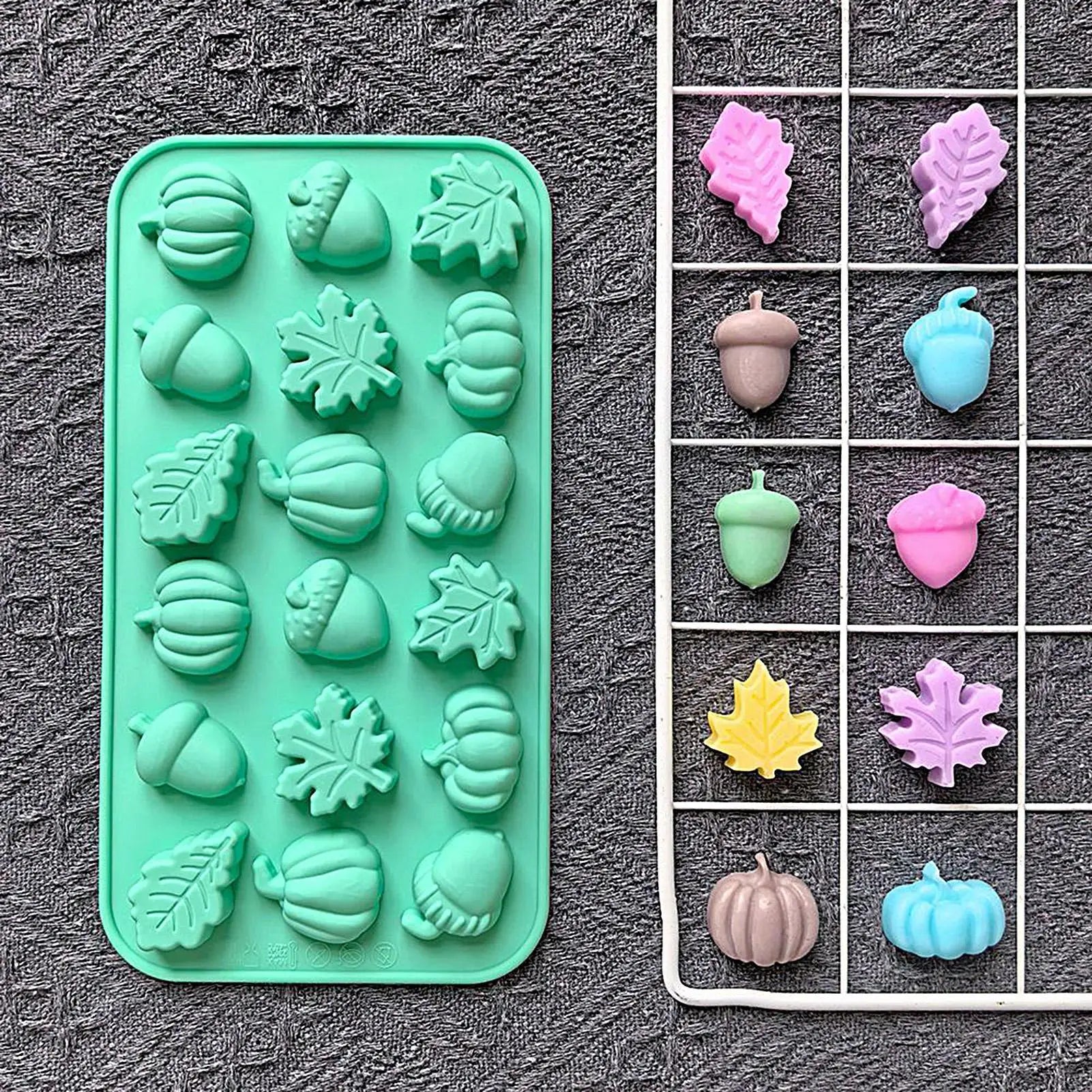 Mini Fall Silicone Mold Set - Pumpkin, Leaves & Acorn