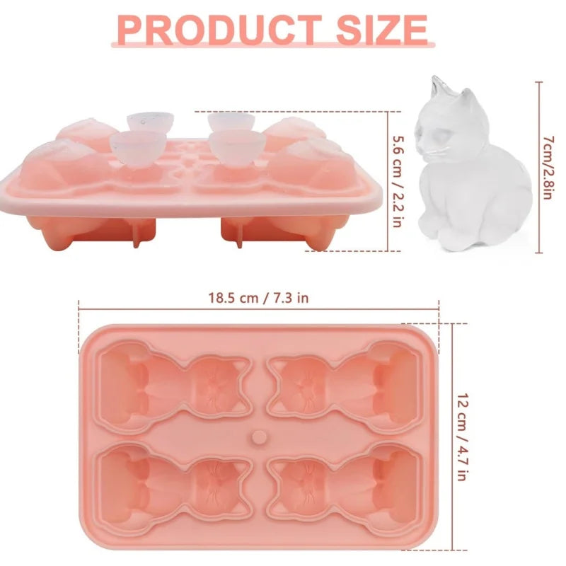 1PC 3D Cat Ice Block Mold Easy to Release Silicone Ice Hockey Device Household Kitchen Ice Making Mold Free of BPA