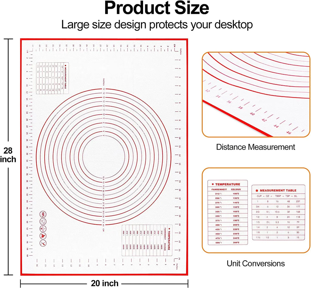Silicone Baking Mat & Kneading Pad – Non-Stick Dough Mat for Pizza, Bread & Pastry