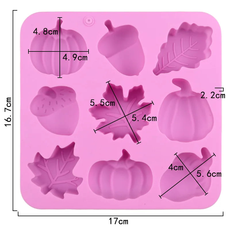 Fall Harvest Silicone Mold Set – Pumpkin, Maple Leaf & Acorn Silicone Mold