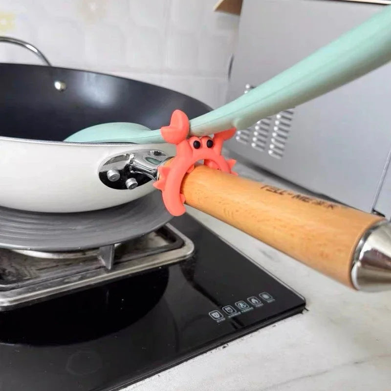 Silicone Crab Spoon Rest & Pot Clip – Heat-Resistant Kitchen Holder