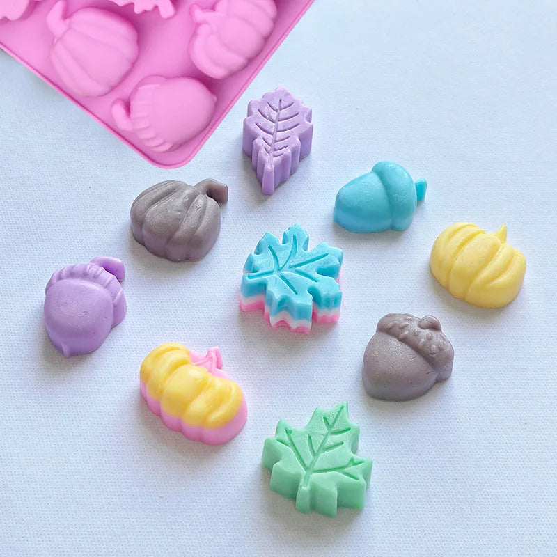 Fall Harvest Silicone Mold Set – Pumpkin, Maple Leaf & Acorn Silicone Mold