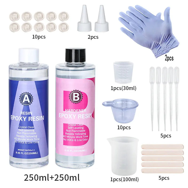 Crystal Clear Epoxy Resin Kit – High Gloss Coating & Casting for Jewelry, Art & Crafts