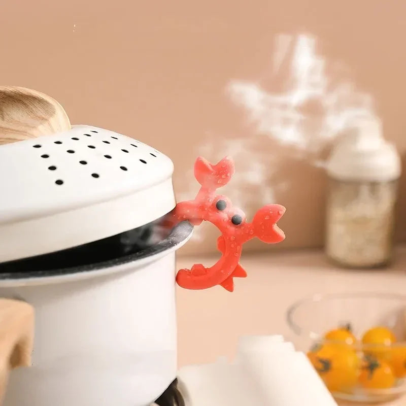 Silicone Crab Spoon Rest & Pot Clip – Heat-Resistant Kitchen Holder