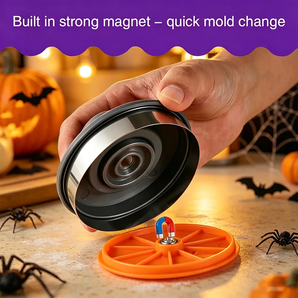 8-Piece Halloween Cookie Cutter & Stamp Set – Magnetic DIY Baking Mold