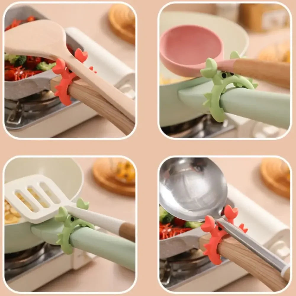 Silicone Crab Spoon Rest & Pot Clip – Heat-Resistant Kitchen Holder