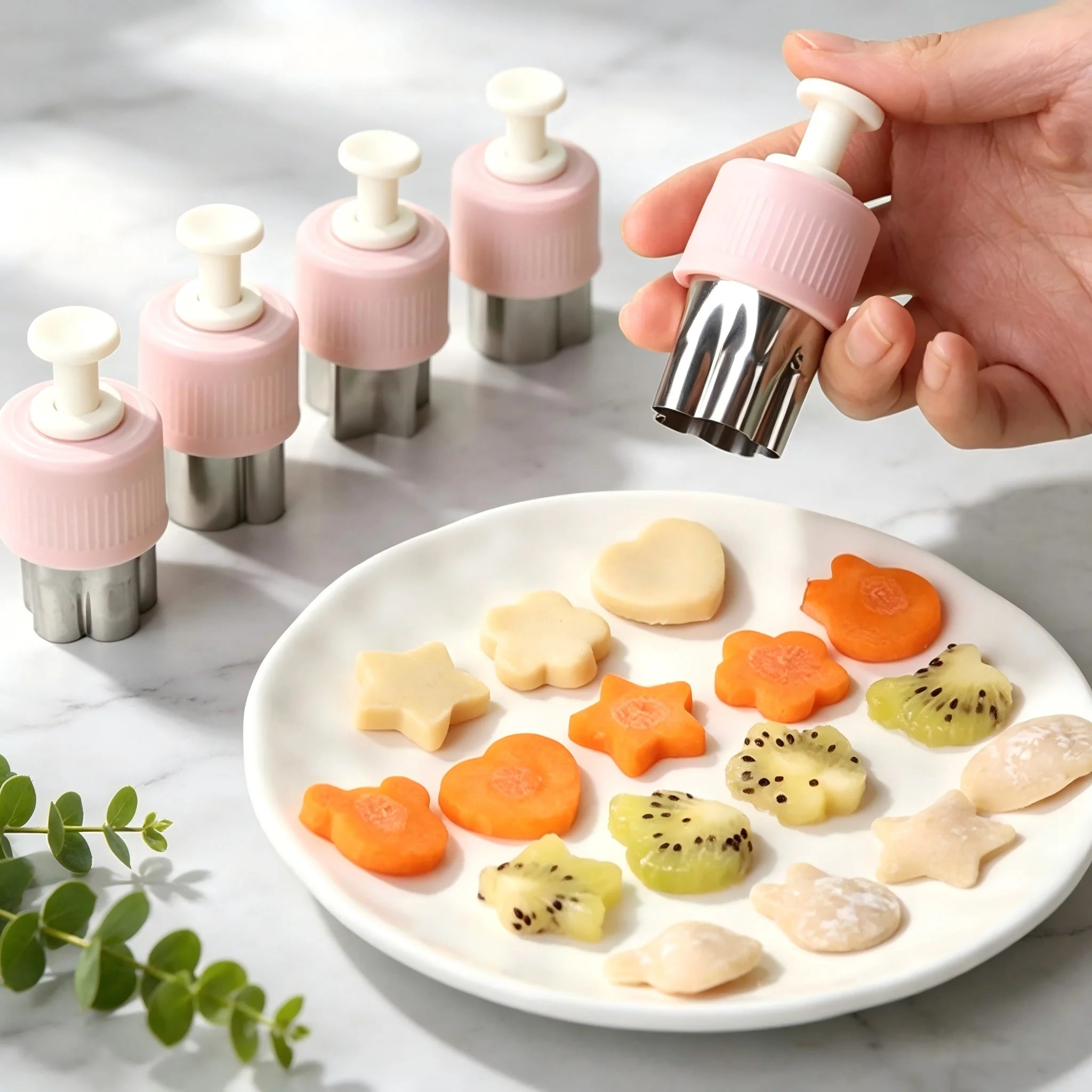8-Piece Fruit & Vegetable Stamp Cutter Set – Stainless Steel with Embossing