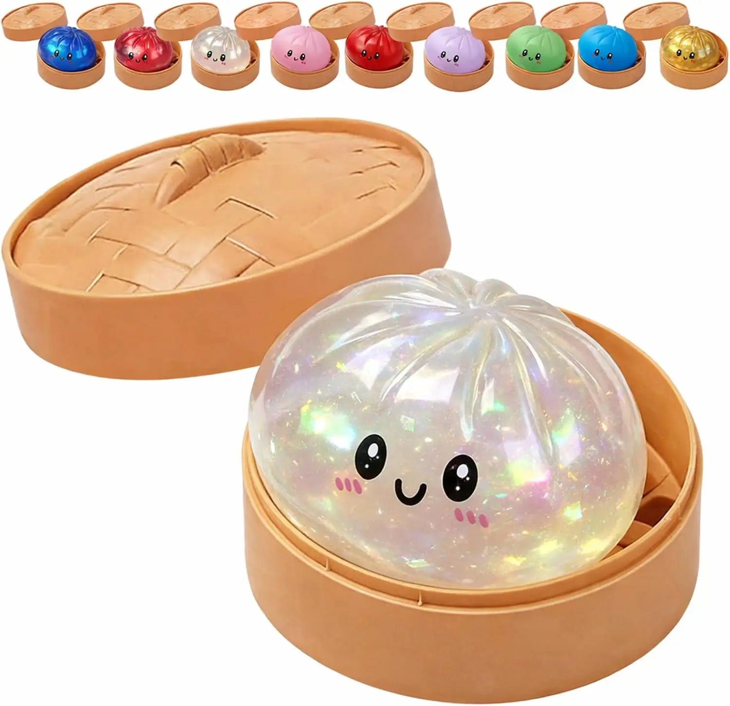 Viral Glitter Dumpling Squishy Toy with Box | TikTok Famous Sensory Squeeze Toy for Kids