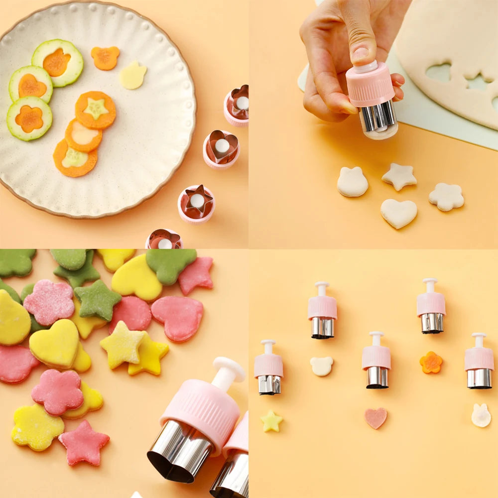8-Piece Fruit & Vegetable Stamp Cutter Set – Stainless Steel with Embossing