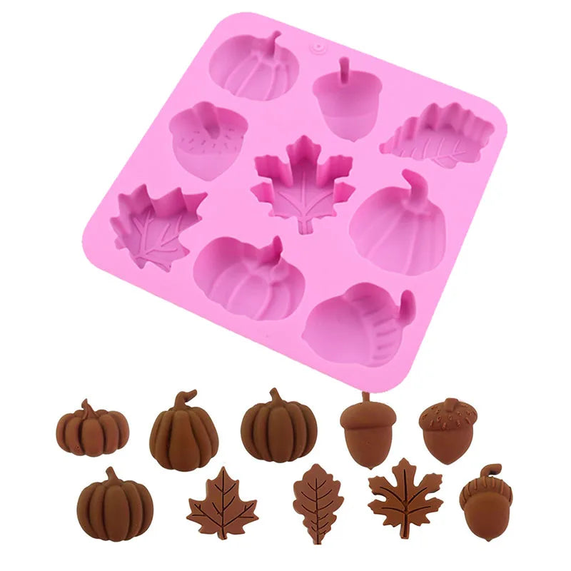 Fall Harvest Silicone Mold Set – Pumpkin, Maple Leaf & Acorn Silicone Mold