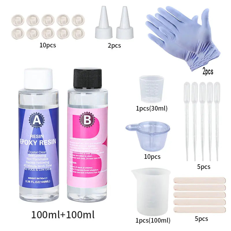 Crystal Clear Epoxy Resin Kit – High Gloss Coating & Casting for Jewelry, Art & Crafts