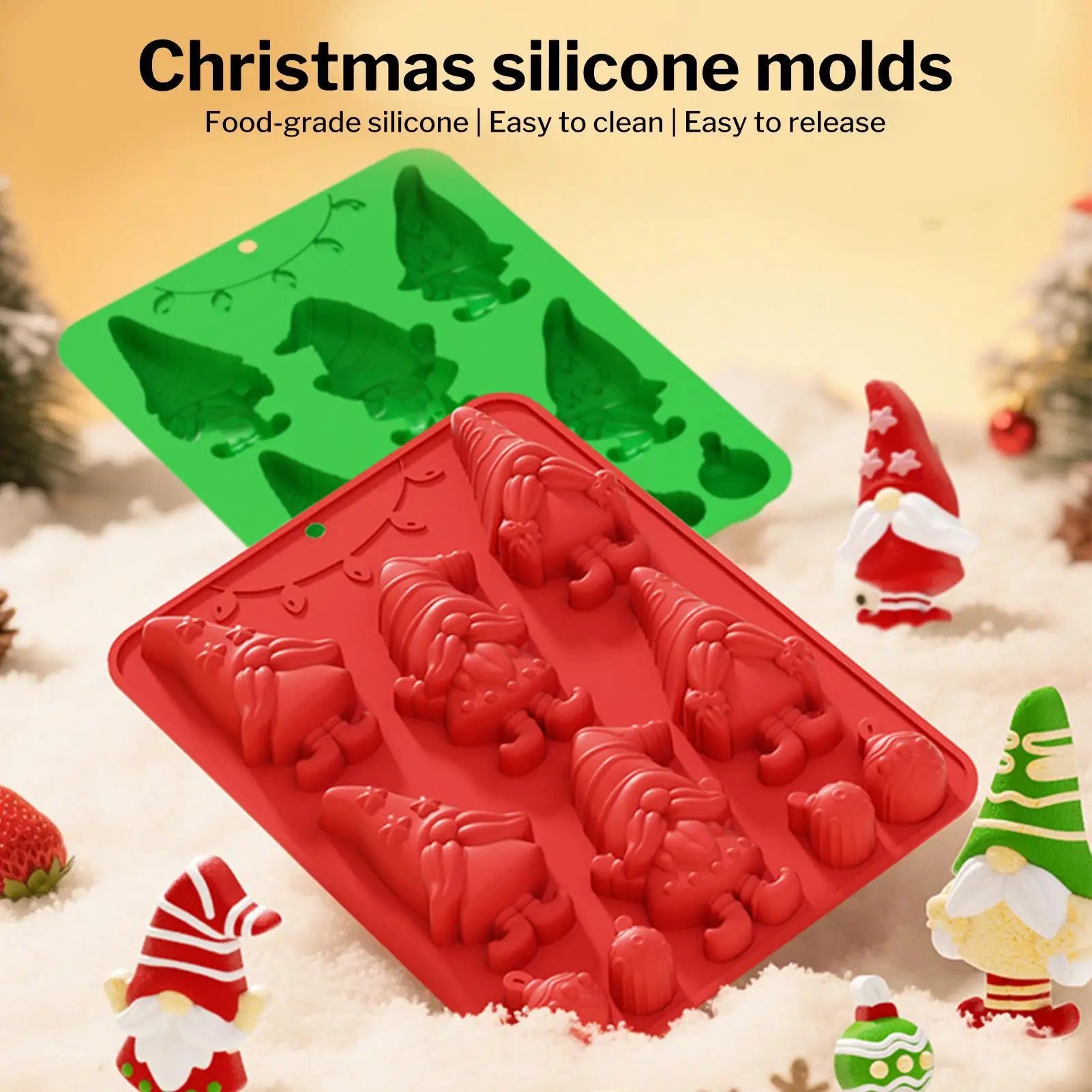 Christmas 3D Gnome Silicone Mold - Chocolate, Candy & Resin Crafting