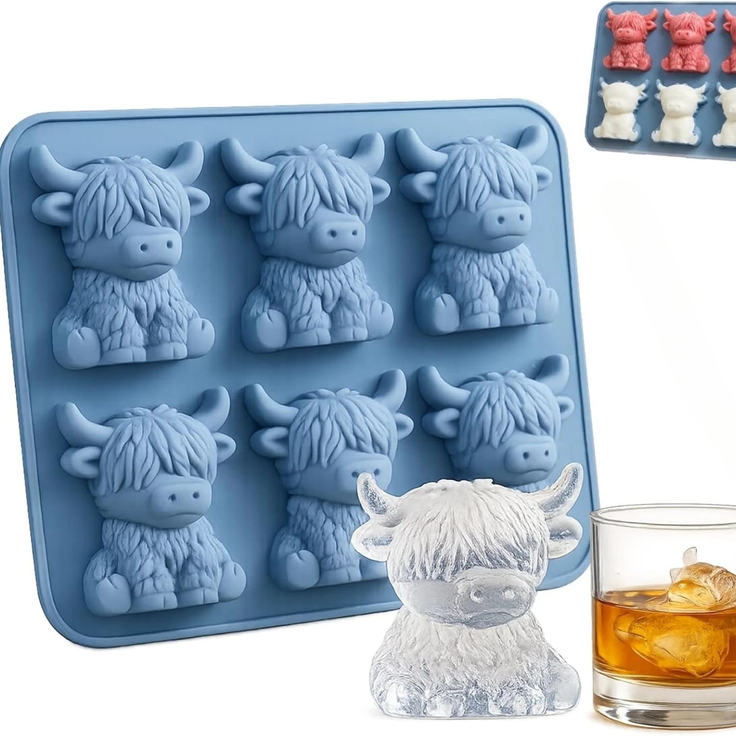 Highland Cow Silicone Mold – Ice Cubes, Chocolate & Crafts