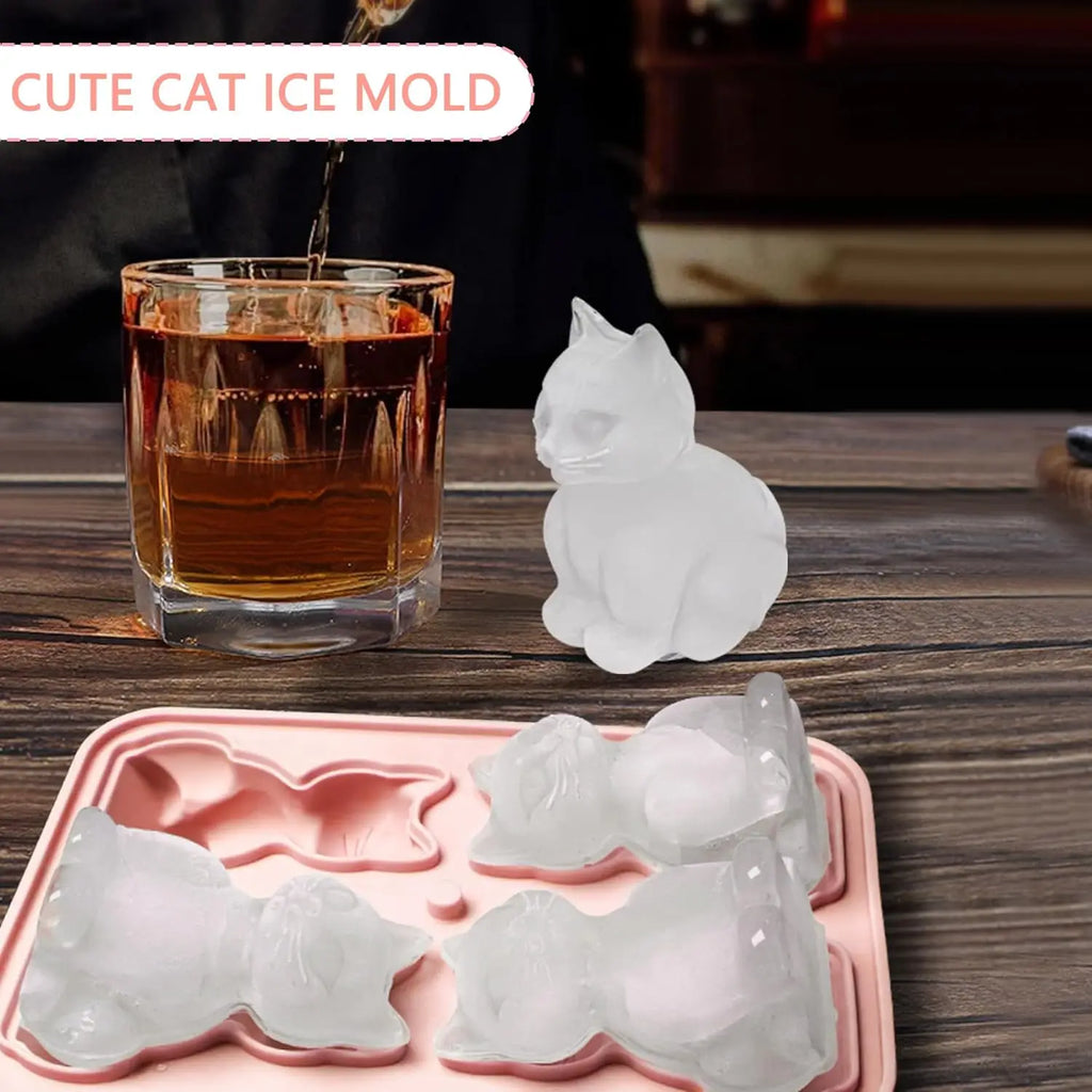 1PC 3D Cat Ice Block Mold Easy to Release Silicone Ice Hockey Device Household Kitchen Ice Making Mold Free of BPA
