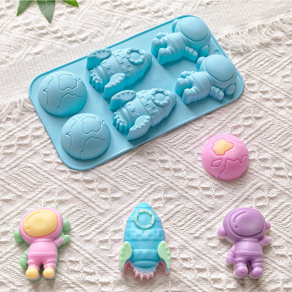 Space Silicone Mold | Rocket, Planet & Astronaut | Baking & Crafts