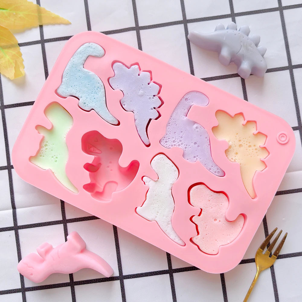 Dinosaur Silicone Mold – Versatile 8-Cavity Mold for Chocolate, Crafts & More
