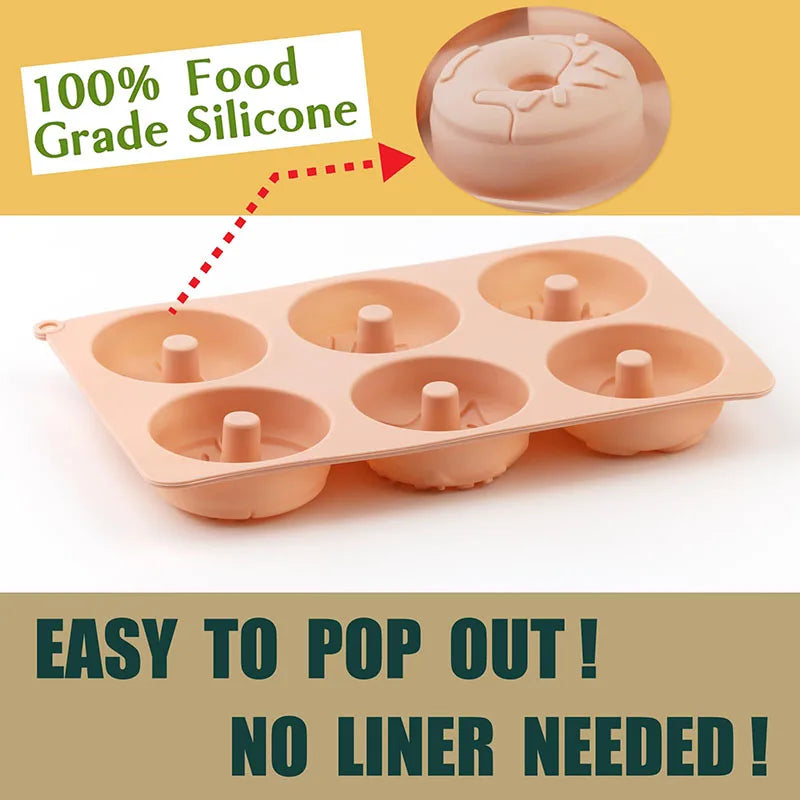 6-Cavity Silicone Mini Donut Cake Pan – Non-Stick Mold