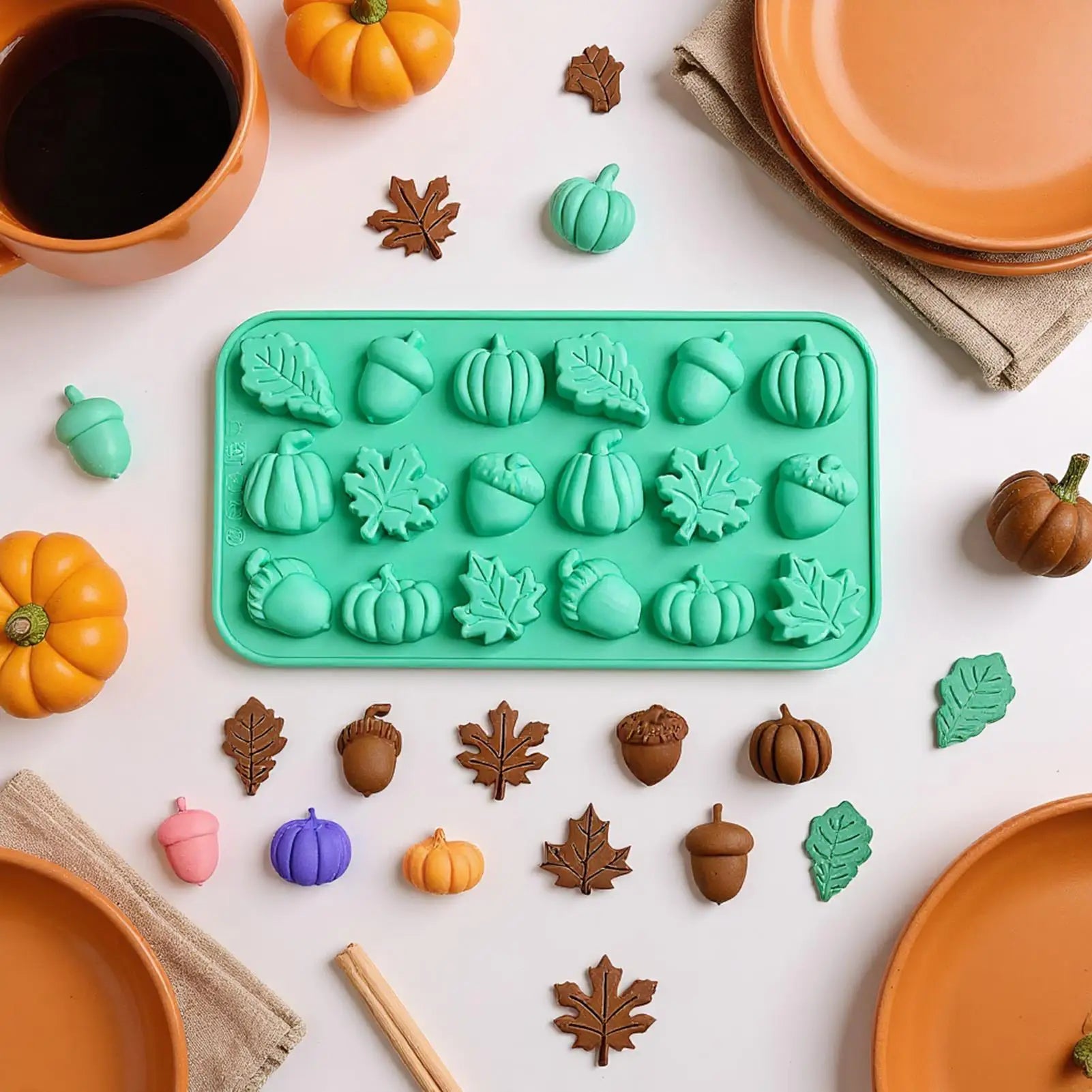 Mini Fall Silicone Mold Set - Pumpkin, Leaves & Acorn