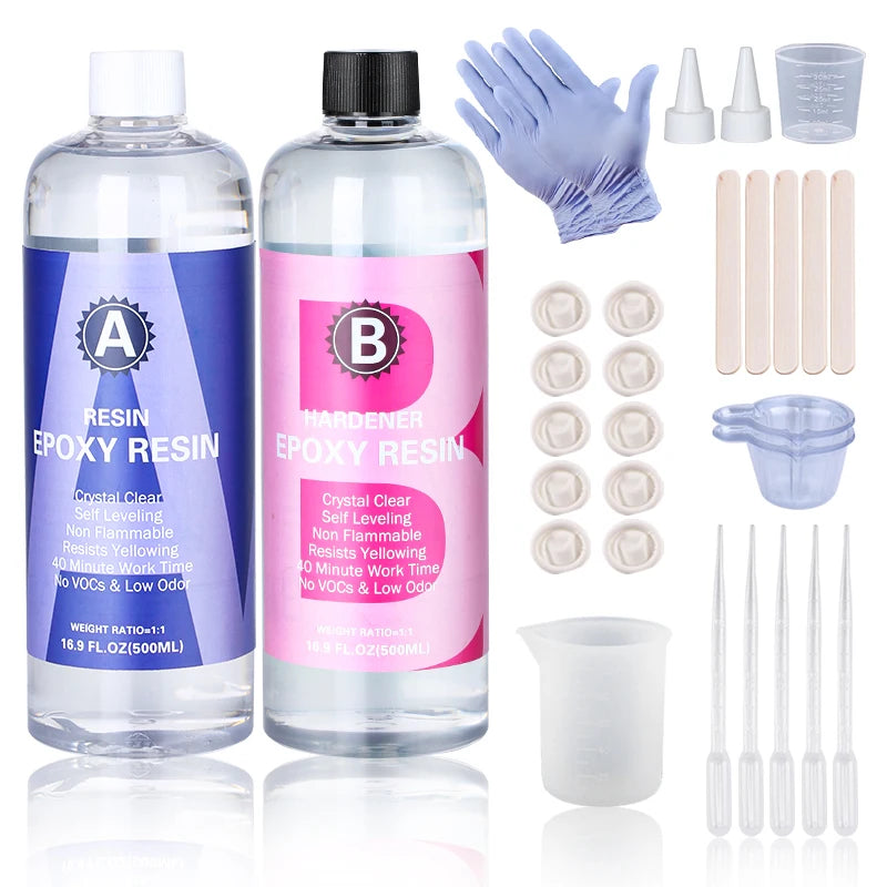 Crystal Clear Epoxy Resin Kit – High Gloss Coating & Casting for Jewelry, Art & Crafts