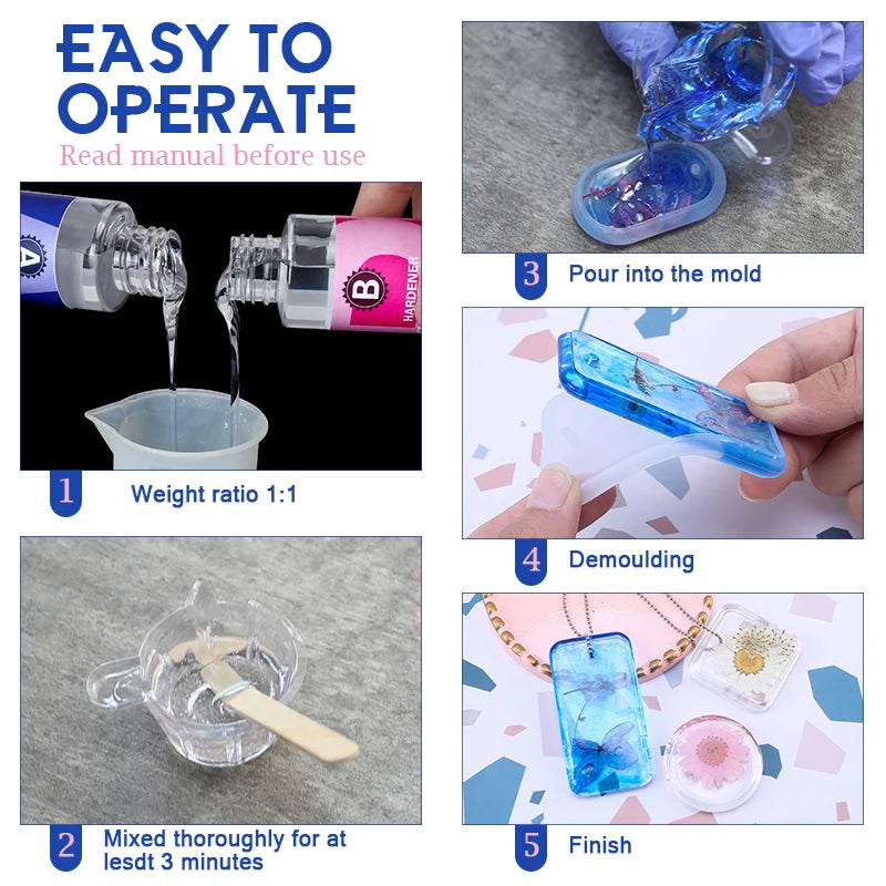 Crystal Clear Epoxy Resin Kit – High Gloss Coating & Casting for Jewelry, Art & Crafts