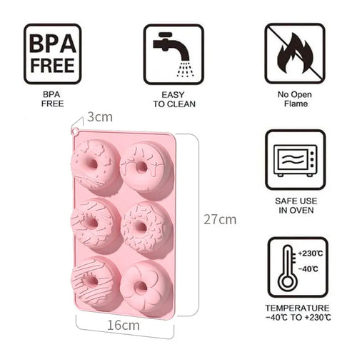 6-Cavity Silicone Mini Donut Cake Pan – Non-Stick Mold