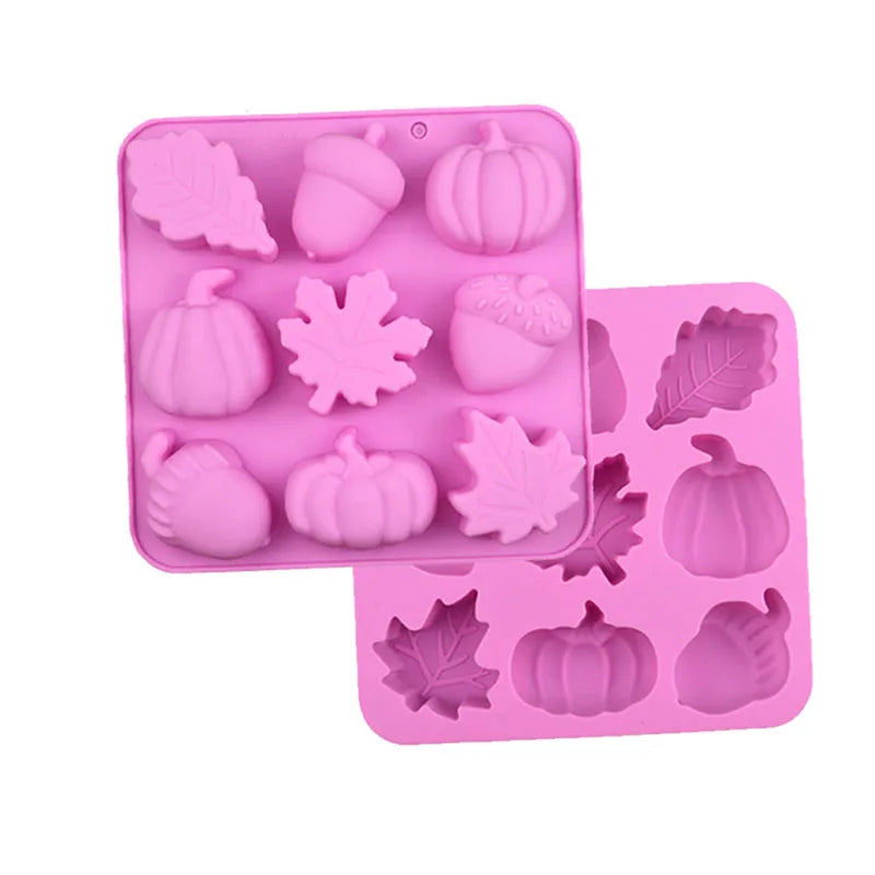 Fall Harvest Silicone Mold Set – Pumpkin, Maple Leaf & Acorn Silicone Mold