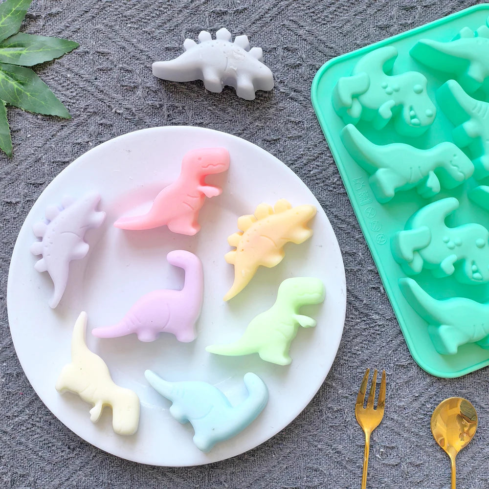 Dinosaur Silicone Mold – Versatile 8-Cavity Mold for Chocolate, Crafts & More