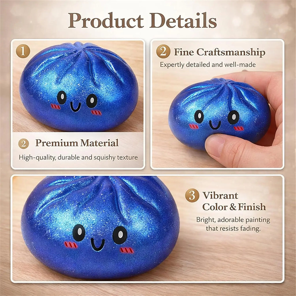 Viral Glitter Dumpling Squishy Toy with Box | TikTok Famous Sensory Squeeze Toy for Kids