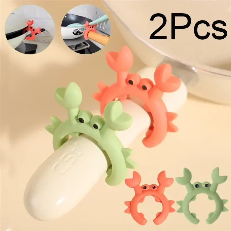 Silicone Crab Spoon Rest & Pot Clip – Heat-Resistant Kitchen Holder