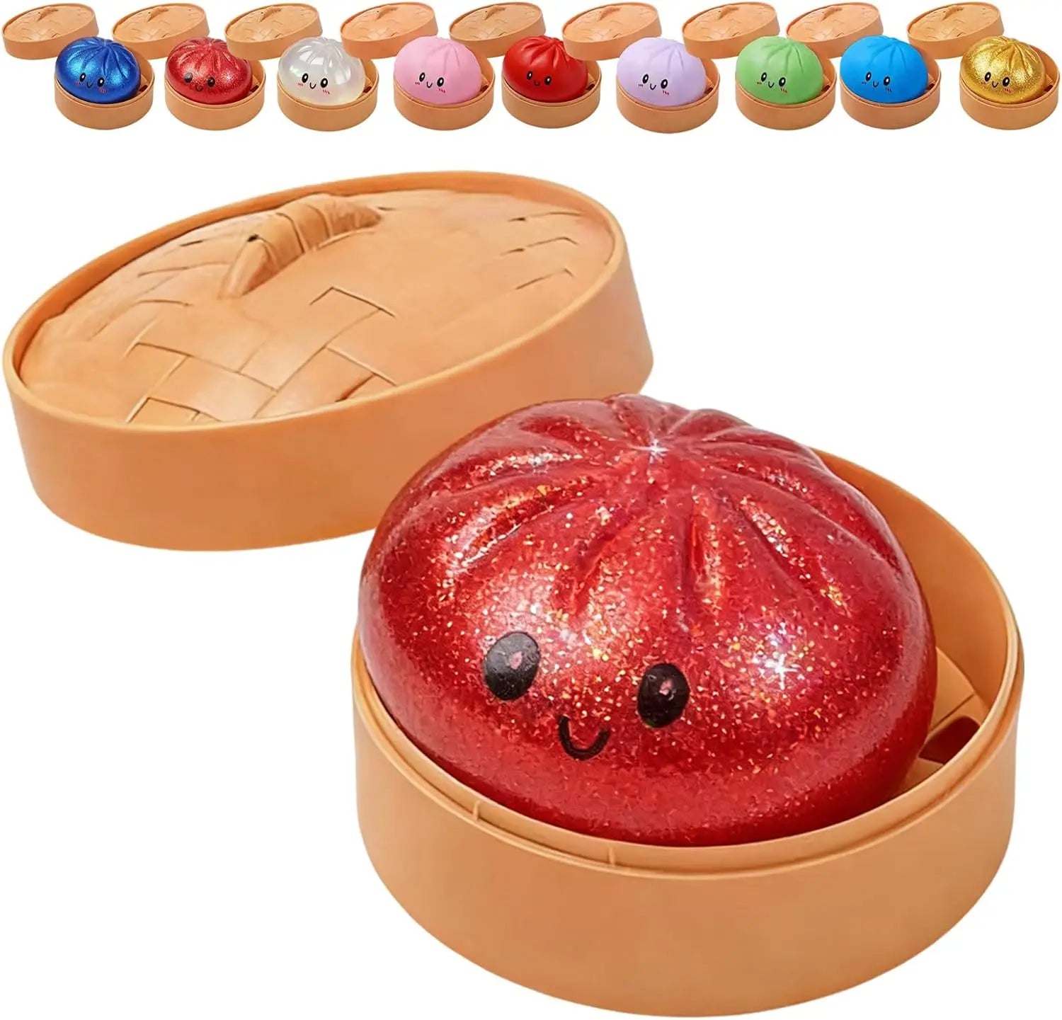 Viral Glitter Dumpling Squishy Toy with Box | TikTok Famous Sensory Squeeze Toy for Kids