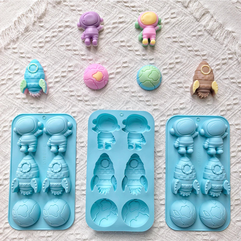 Space Silicone Mold | Rocket, Planet & Astronaut | Baking & Crafts
