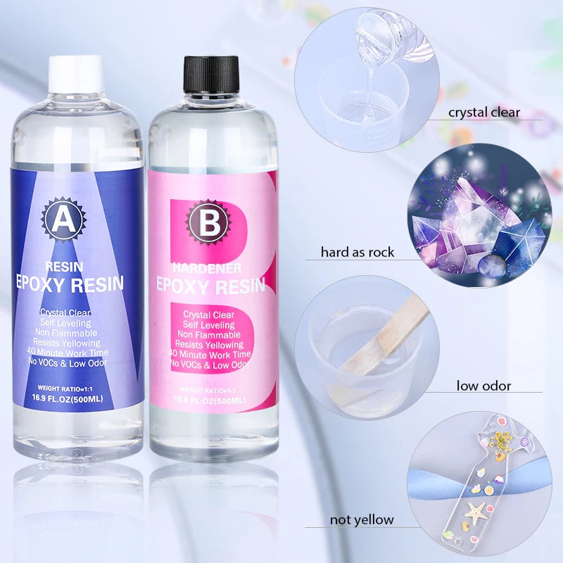 Crystal Clear Epoxy Resin Kit – High Gloss Coating & Casting for Jewelry, Art & Crafts