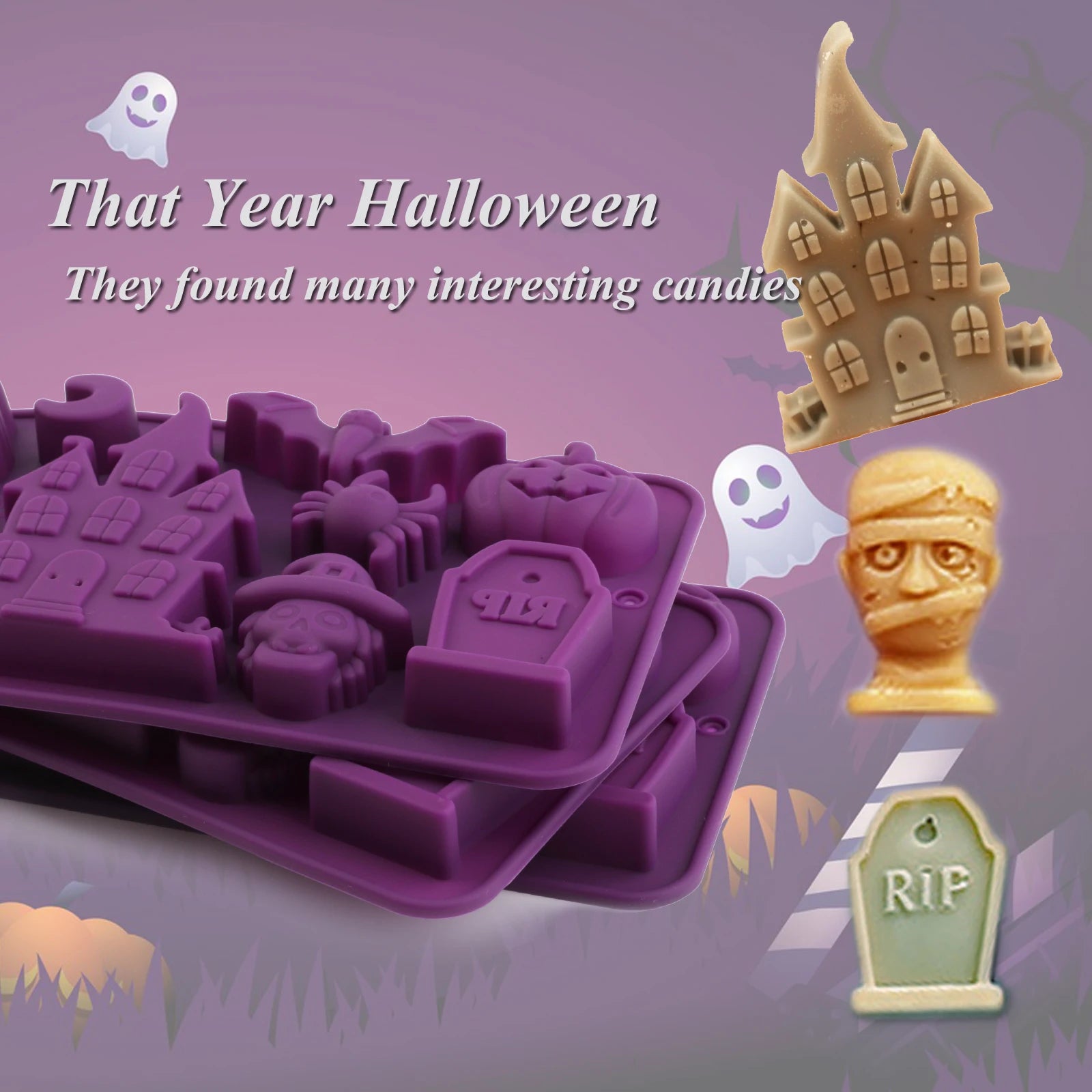Spooky Halloween Silicone Mold – Chocolate, Candy, Soap & Candle Mold