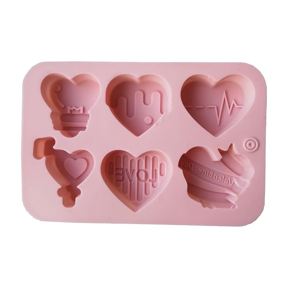 6-Cavity Heart-Shaped Silicone Mold – Chocolate, Cake, Soap, Ice & Candle